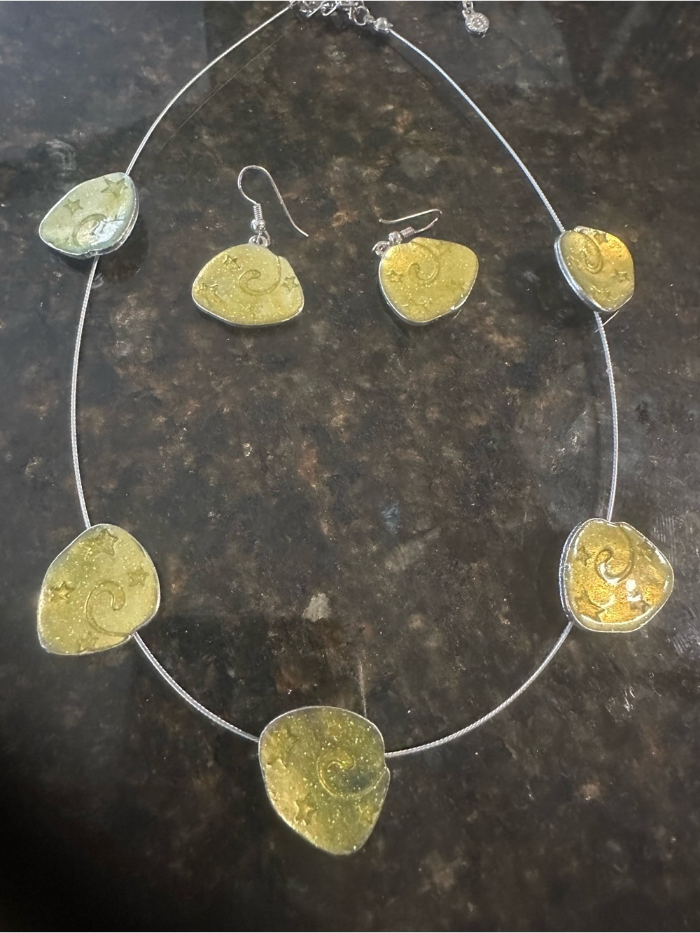 Silver plated Swirl Necklace and Dangle Earrings Set - Women Jewelry